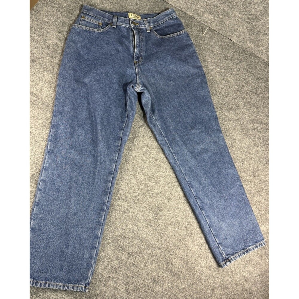 L.L. Bean Women’s Flannel Lined Relaxed Fit Jeans 12 Petite Blue Denim VTG Warm